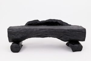 Charred Solid Wood Bench by Logniture – Organic Modern Sculptural Seat, gallery view 2