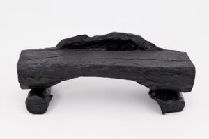 Charred Solid Wood Bench by Logniture – Organic Modern Sculptural Seat, gallery view 3