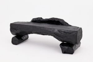 Charred Solid Wood Bench by Logniture – Organic Modern Sculptural Seat, gallery view 4