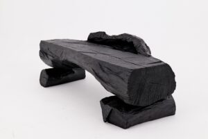 Charred Solid Wood Bench by Logniture – Organic Modern Sculptural Seat, gallery view 6