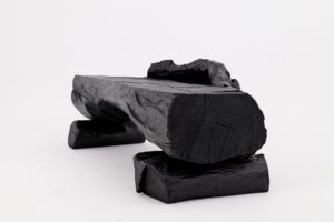 Charred Solid Wood Bench by Logniture – Organic Modern Sculptural Seat, gallery view 7