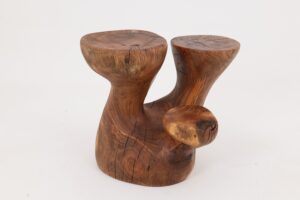 Logniture, Walnut Solid Wood Sculptural Side Table, Original Contemporary Design, main view