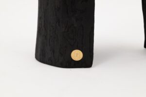 Rustic Sculptural Side Table, Burnt Black Wood, Carved, Unique, Logniture, gallery view 4