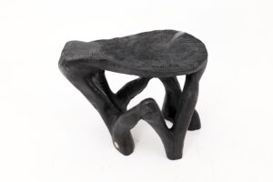 Rustic Sculptural Coffee Table, Burnt Black Wood, Carved, Unique, Logniture, gallery view 3