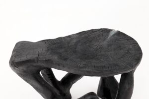 Rustic Sculptural Coffee Table, Burnt Black Wood, Carved, Unique, Logniture, gallery view 5