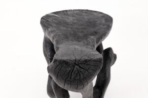 Rustic Sculptural Coffee Table, Burnt Black Wood, Carved, Unique, Logniture, gallery view 17