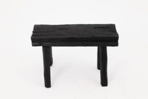 Rustic Blackened Wood stool with Raw Organic Form Indoor & Outdoor, gallery view 2