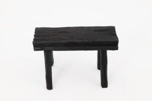 Rustic Blackened Wood stool with Raw Organic Form Indoor & Outdoor, gallery view 3