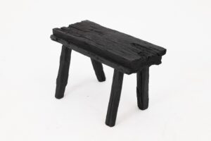 Rustic Blackened Wood stool with Raw Organic Form Indoor & Outdoor, gallery view 4