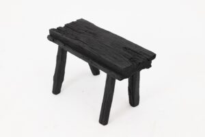 Rustic Blackened Wood stool with Raw Organic Form Indoor & Outdoor, gallery view 5