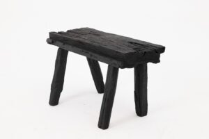 Rustic Blackened Wood stool with Raw Organic Form Indoor & Outdoor, gallery view 6