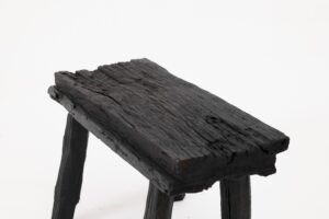 Rustic Blackened Wood stool with Raw Organic Form Indoor & Outdoor, gallery view 7