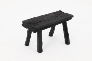 Rustic Blackened Wood stool with Raw Organic Form Indoor & Outdoor, gallery view 10