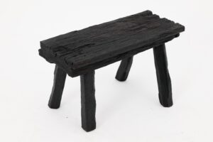 Rustic Blackened Wood stool with Raw Organic Form Indoor & Outdoor, gallery view 11