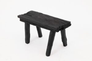 Rustic Blackened Wood stool with Raw Organic Form Indoor & Outdoor, gallery view 13