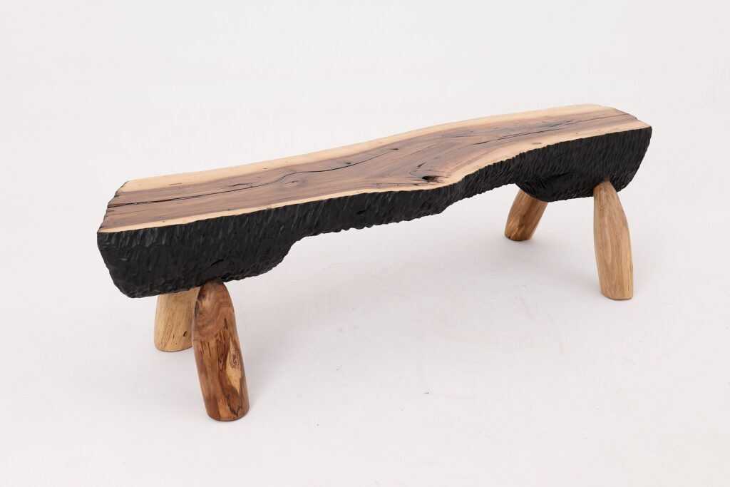 Live Edge Walnut Bench, Wabi-Sabi, Brutalist, Log Furniture