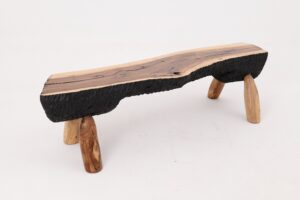 Live Edge Walnut Bench, Wabi-Sabi, Brutalist, Log Furniture, main view