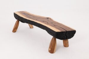 Live Edge Walnut Bench, Wabi-Sabi, Brutalist, Log Furniture, gallery view 7