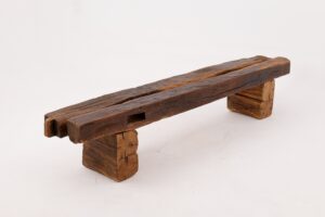 XXL Reclaimed Oak Wood Brutalist Bench, Natural and Eco Friendly, gallery view 10
