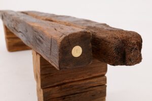 XXL Reclaimed Oak Wood Brutalist Bench, Natural and Eco Friendly, gallery view 16