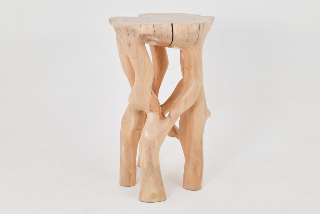 Solid Wood Sculptural High Table, Original Contemporary Design