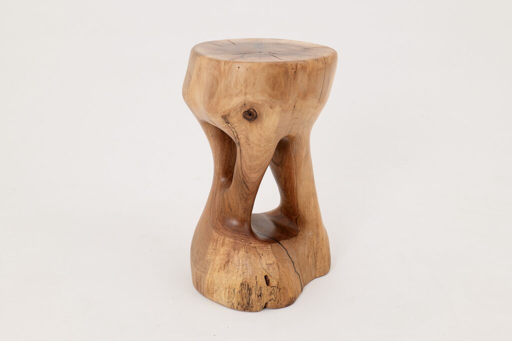 Walnut Solid Wood Sculptural Side Table, Original Contemporary Design
