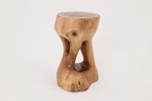 Walnut Solid Wood Sculptural Side Table, Original Contemporary Design, main view