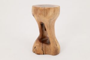 Walnut Solid Wood Sculptural Side Table, Original Contemporary Design, gallery view 2