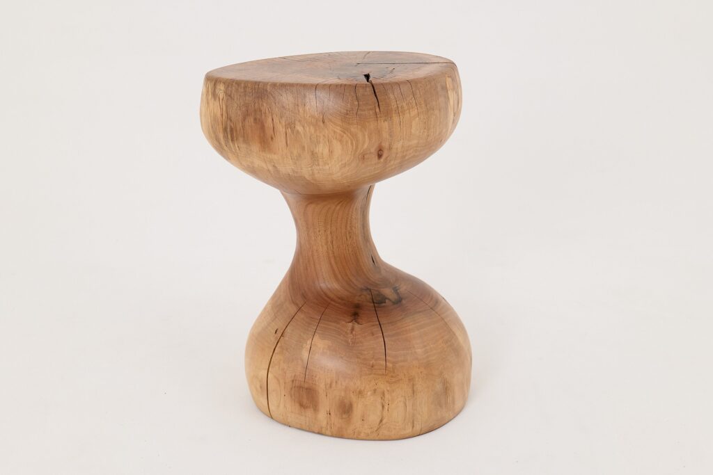 Walnut Solid Wood Sculptural Side Table, Original Contemporary Design