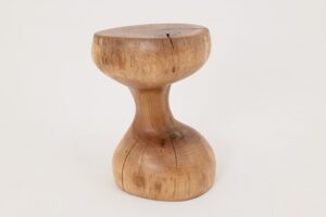 Walnut Solid Wood Sculptural Side Table, Original Contemporary Design, main view