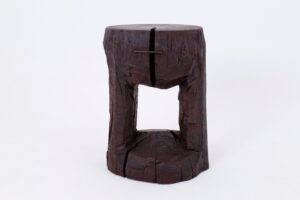 Sculptural Hardwood Side Table, Coffee Table, Red Stain, Hand-Carved,, gallery view 2