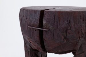 Sculptural Hardwood Side Table, Coffee Table, Red Stain, Hand-Carved,, gallery view 3