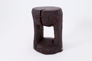 Sculptural Hardwood Side Table, Coffee Table, Red Stain, Hand-Carved,, gallery view 4