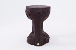 Sculptural Hardwood Side Table, Coffee Table, Red Stain, Hand-Carved,, gallery view 9
