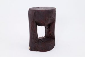 Sculptural Hardwood Side Table, Coffee Table, Red Stain, Hand-Carved,, gallery view 10