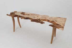 Live-Edge Burl Wood Console Table, Organic Modern, Handmade, main view