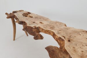 Live-Edge Burl Wood Console Table, Organic Modern, Handmade, gallery view 5
