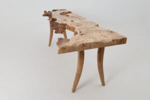 Live-Edge Burl Wood Console Table, Organic Modern, Handmade, gallery view 9
