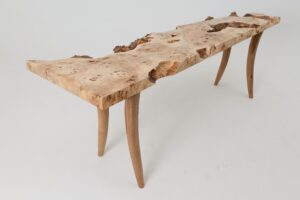 Live-Edge Burl Wood Console Table, Organic Modern, Handmade, gallery view 11