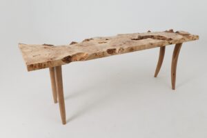 Live-Edge Burl Wood Console Table, Organic Modern, Handmade, gallery view 12