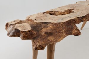 Live-Edge Burl Wood Console Table, Organic Modern, Handmade, gallery view 15