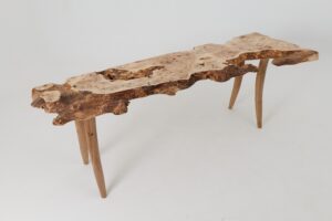 Live-Edge Burl Wood Console Table, Organic Modern, Handmade, gallery view 17