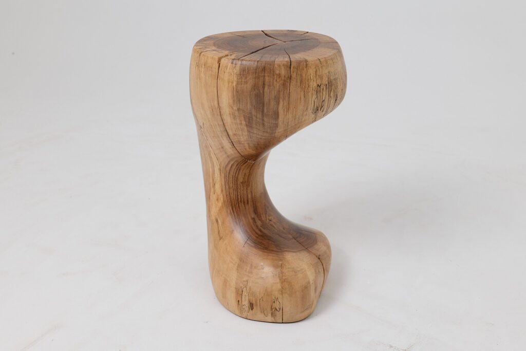 Sculptural Side Table, Stool, Solid Wood, Walnut, Contemporary Design