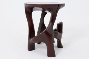Solid Wood Sculptural Side Table, Contemporary Design, Red Wood, gallery view 6