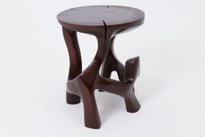 Solid Wood Sculptural Side Table, Contemporary Design, Red Wood, gallery view 8