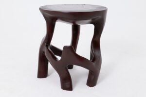 Solid Wood Sculptural Side Table, Contemporary Design, Red Wood, gallery view 9