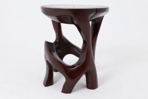 Solid Wood Sculptural Side Table, Contemporary Design, Red Wood, gallery view 10