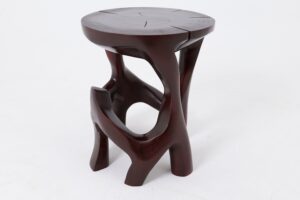 Solid Wood Sculptural Side Table, Contemporary Design, Red Wood, gallery view 11