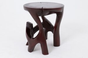 Solid Wood Sculptural Side Table, Contemporary Design, Red Wood, gallery view 12