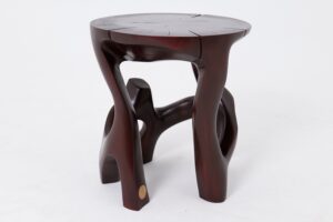 Solid Wood Sculptural Side Table, Contemporary Design, Red Wood, gallery view 13